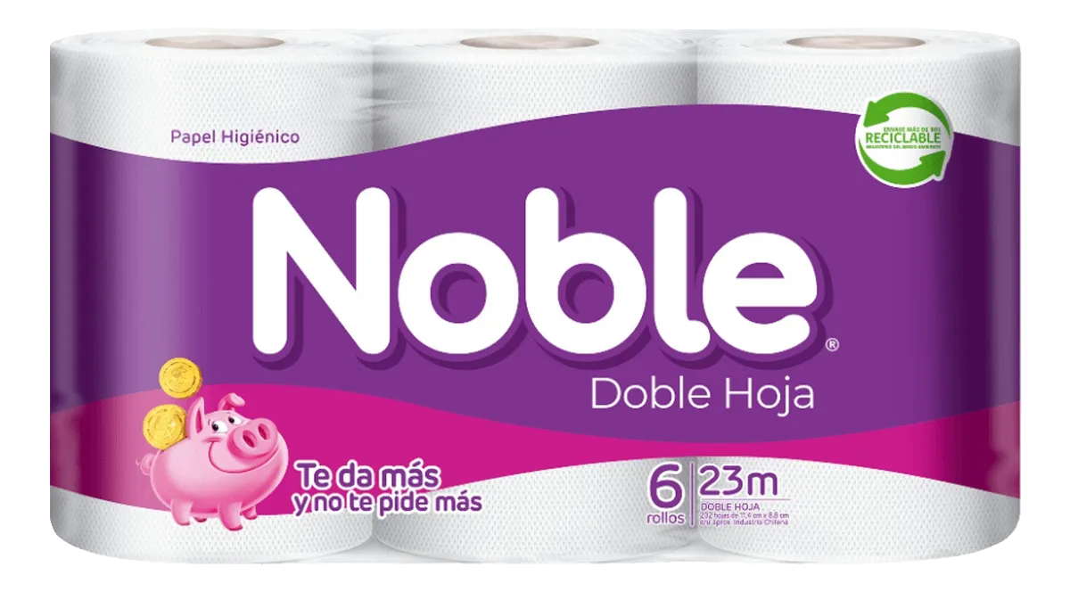 Papel Higiénico Noble Doble Hoja 6 Un 23 Mt